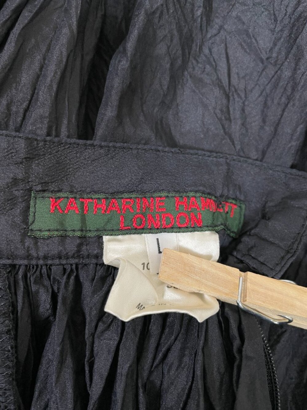 Katharine Hamnett London black 100% silk full skirt, Made in U.K. - Picture 7 of 7